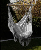 Ruhhy Grijze Braziliaanse hangstoel met kussens - perfect voor tuin