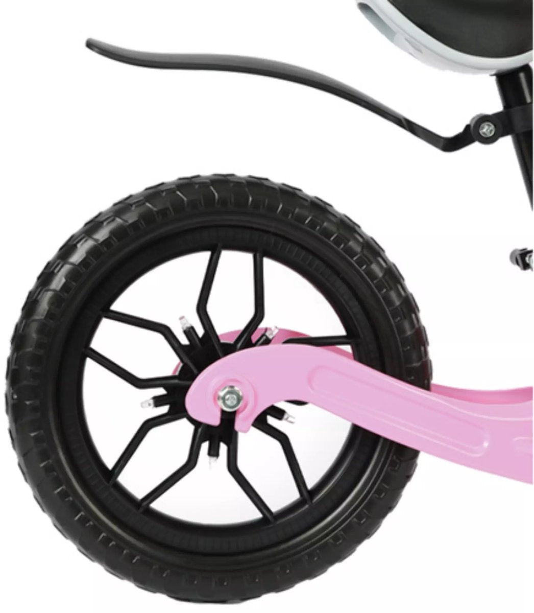 Kruzzel Loopfiets Roze – 12 Inch Kinderfiets met Verstelbaar Zadel en Draagriem