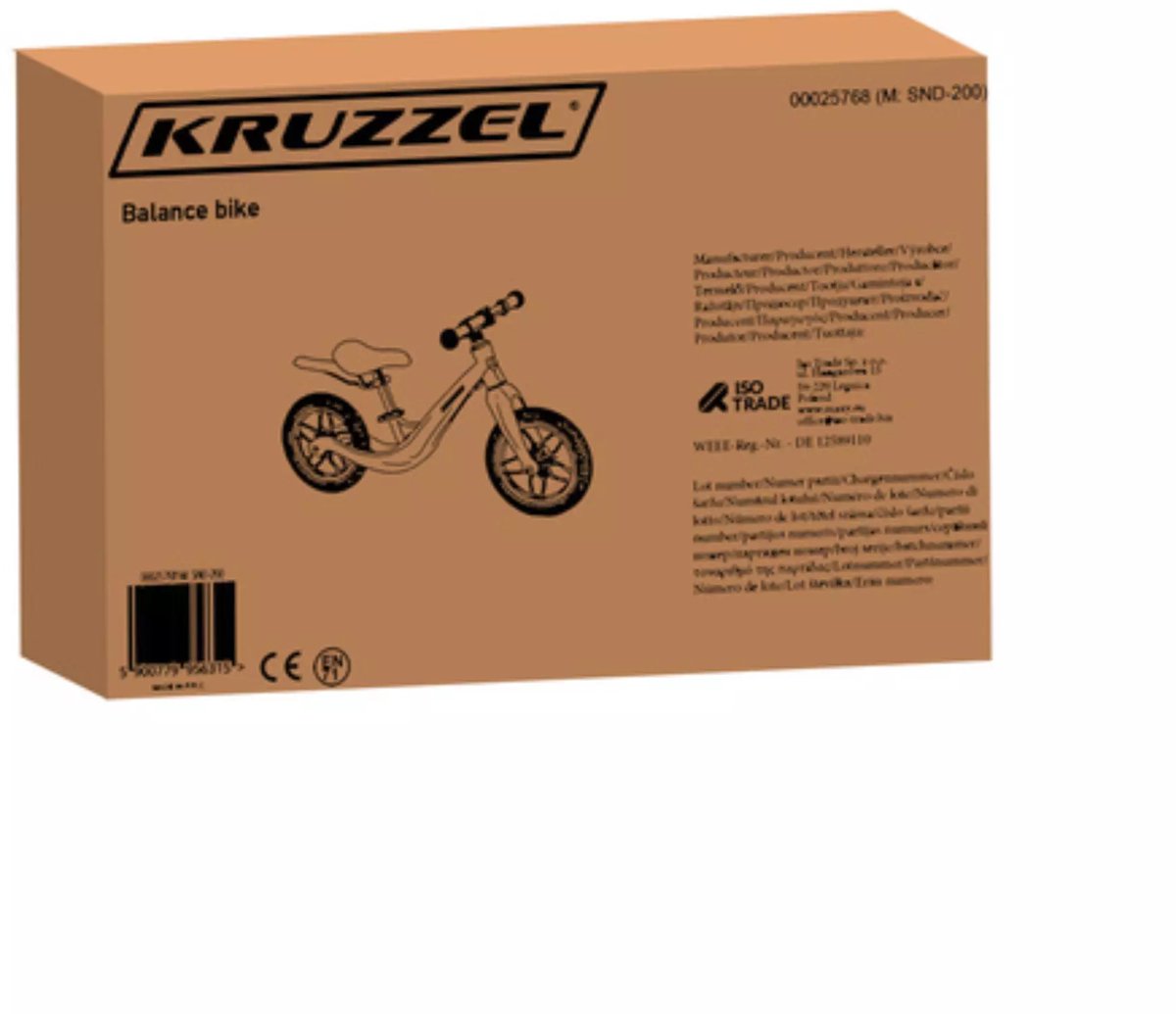Kruzzel Loopfiets Roze – 12 Inch Kinderfiets met Verstelbaar Zadel en Draagriem