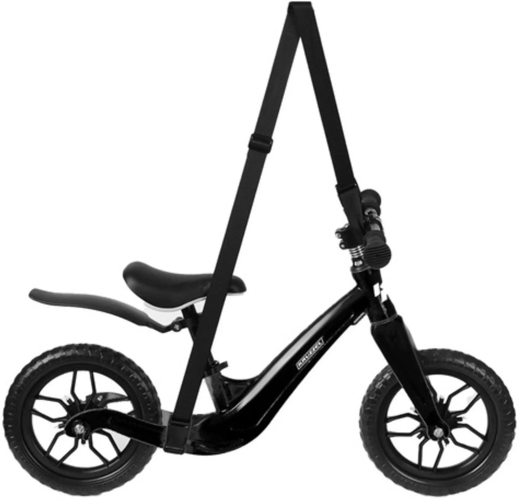 Kruzzel Loopfiets 12 inch Zwart – Verstelbaar Zadel + Draagriem