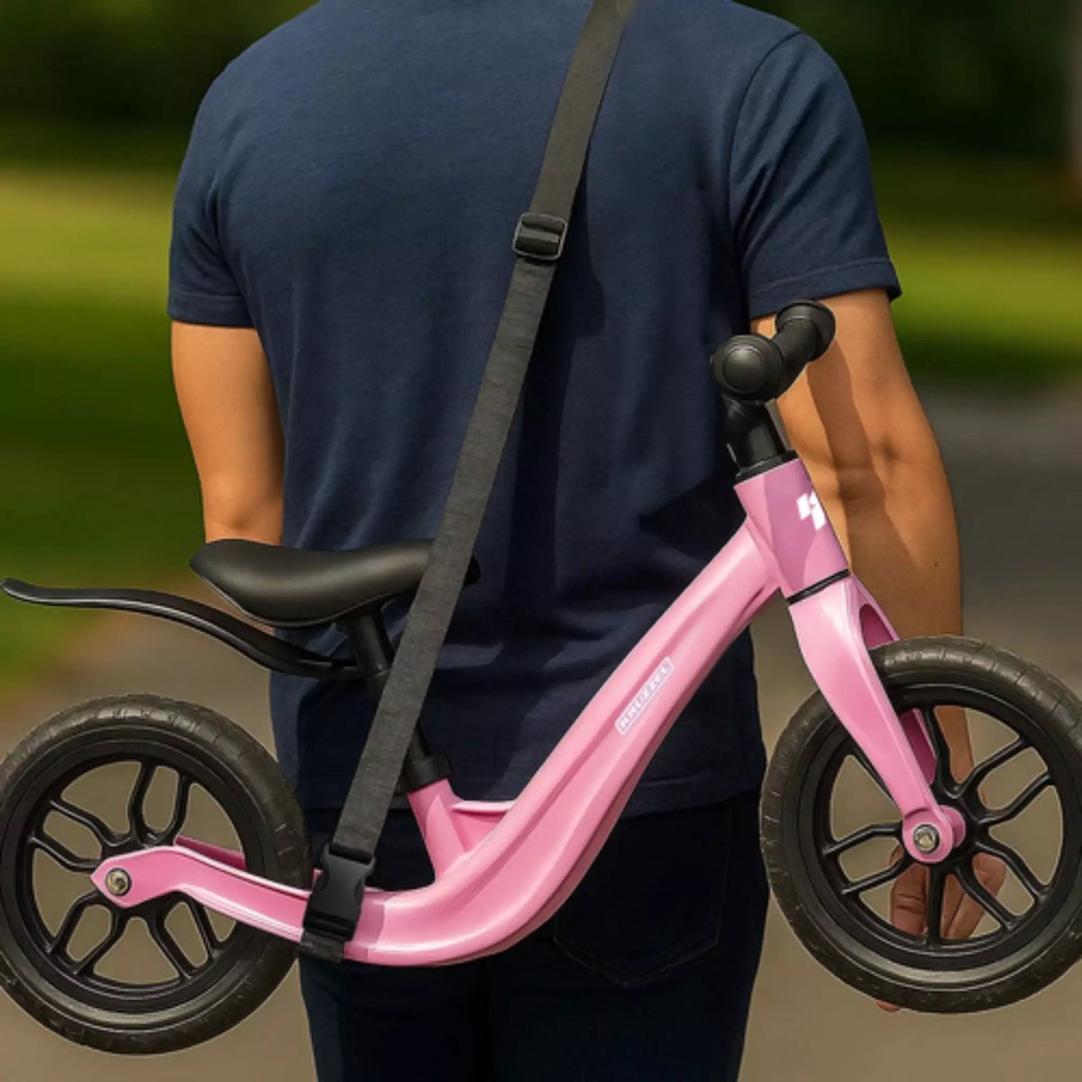 Kruzzel Loopfiets Roze – 12 Inch Kinderfiets met Verstelbaar Zadel en Draagriem