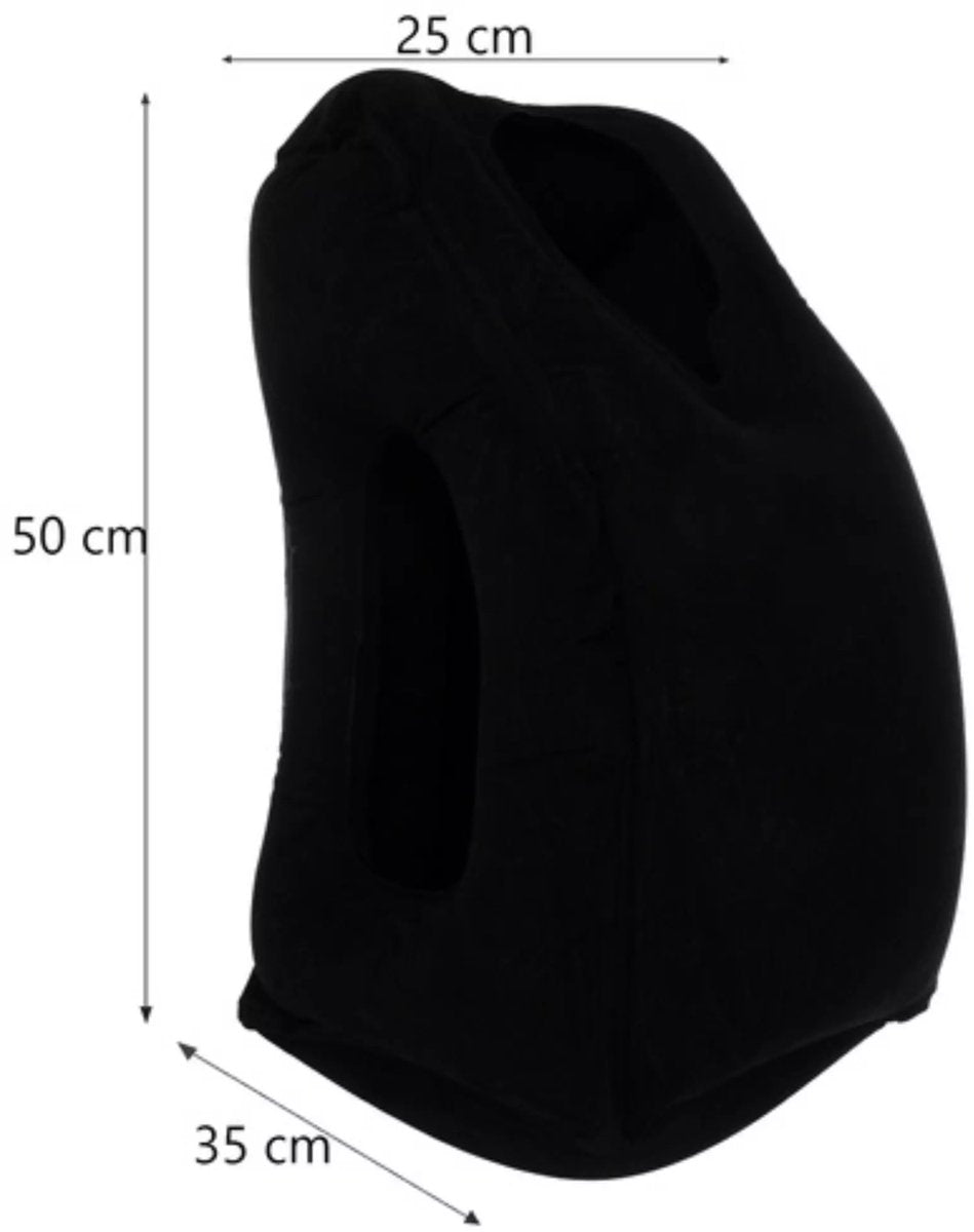 Trizand opblaasbaar reiskussen – ergonomisch slaaphulpmiddel – met gezichtsuitsparing en armopeningen