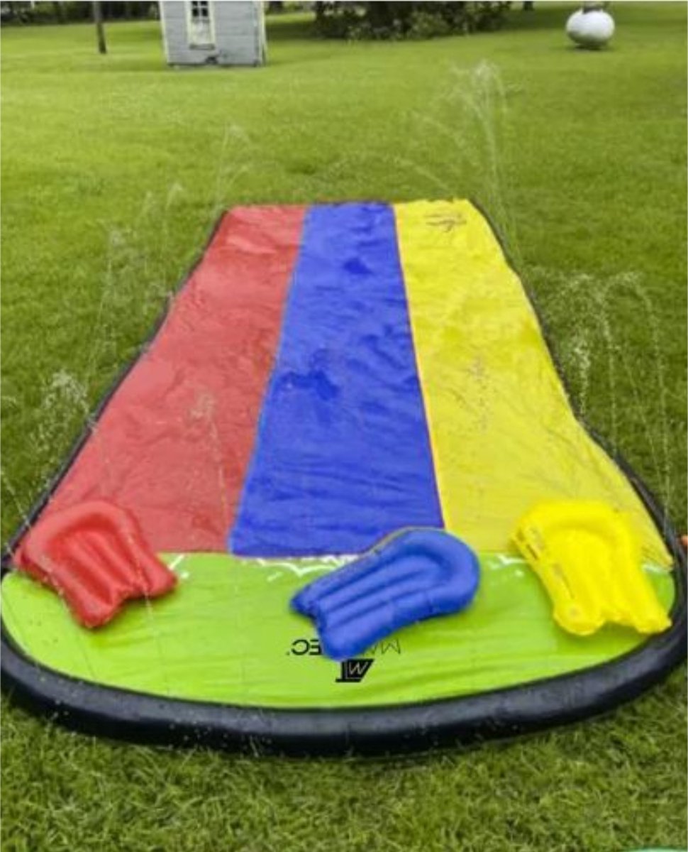 Waterglijbaan - Buikschuifbaan - Waterslide - Waterglijmat - Buikschuifmat - 3 Banen Met Sproeiers