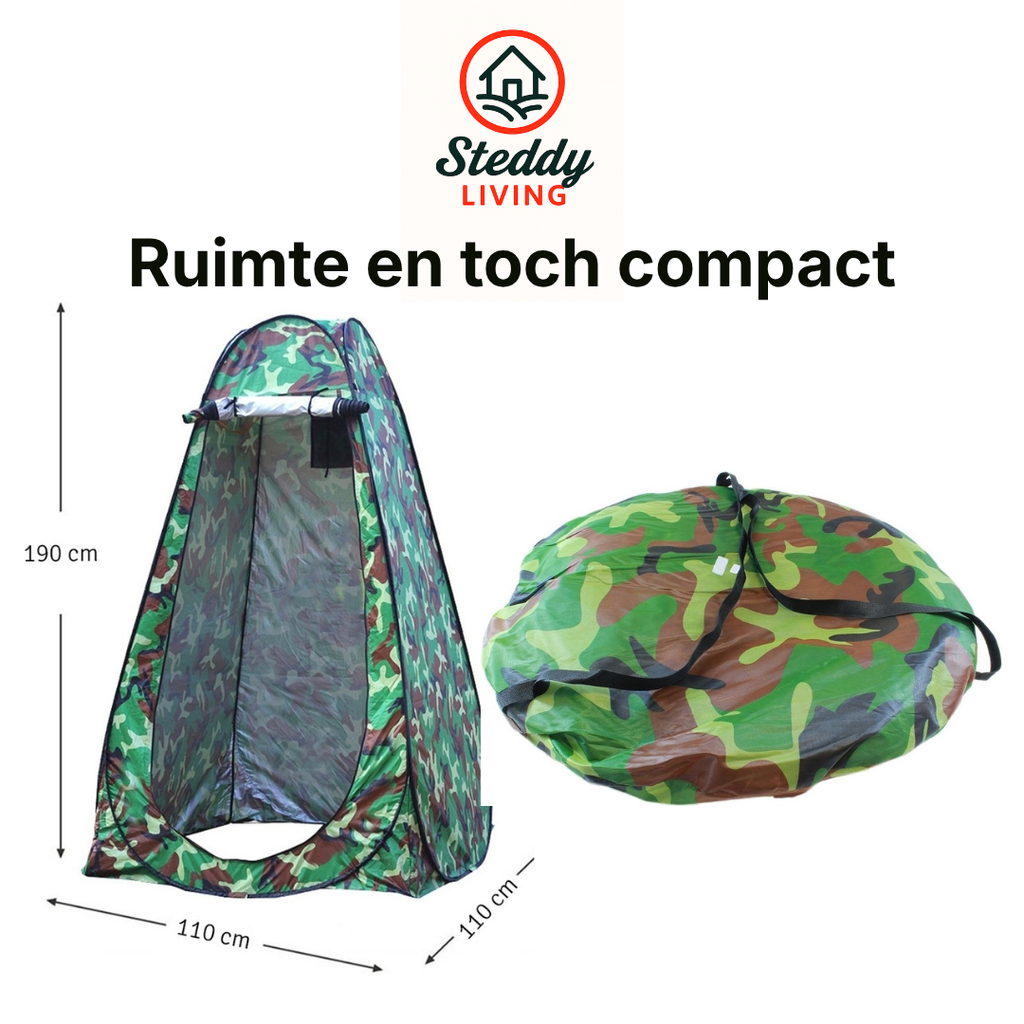 Douchetent Pop-up 190 cm - Camping douche - Omkleedtent - incl. Tentharingen en Draagtas