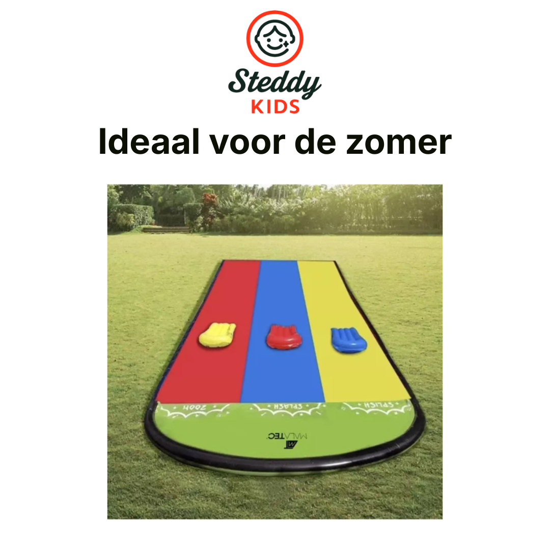 Waterglijbaan - Buikschuifbaan - Waterslide - Waterglijmat - Buikschuifmat - 3 Banen Met Sproeiers