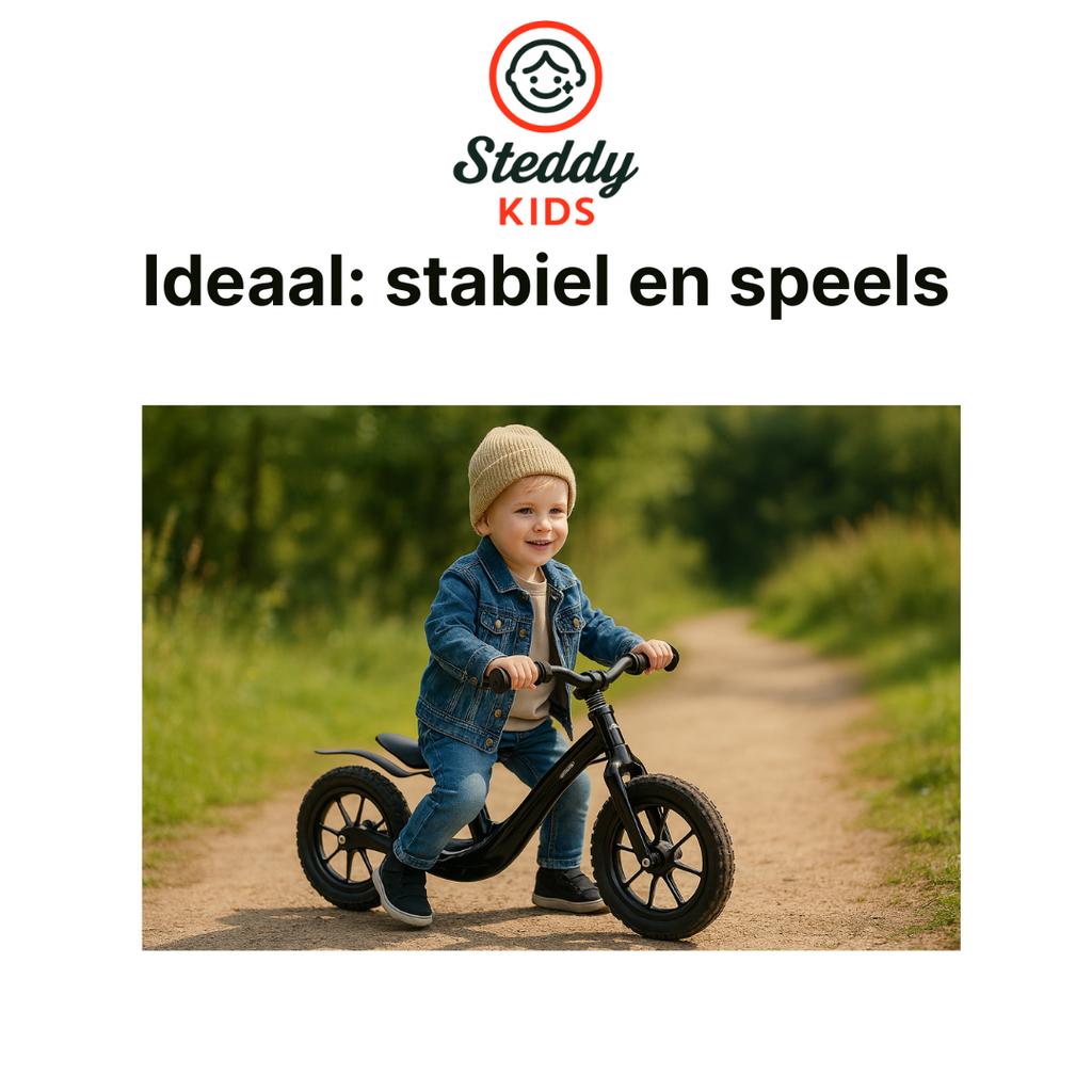 Kruzzel Loopfiets 12 inch Zwart – Verstelbaar Zadel + Draagriem